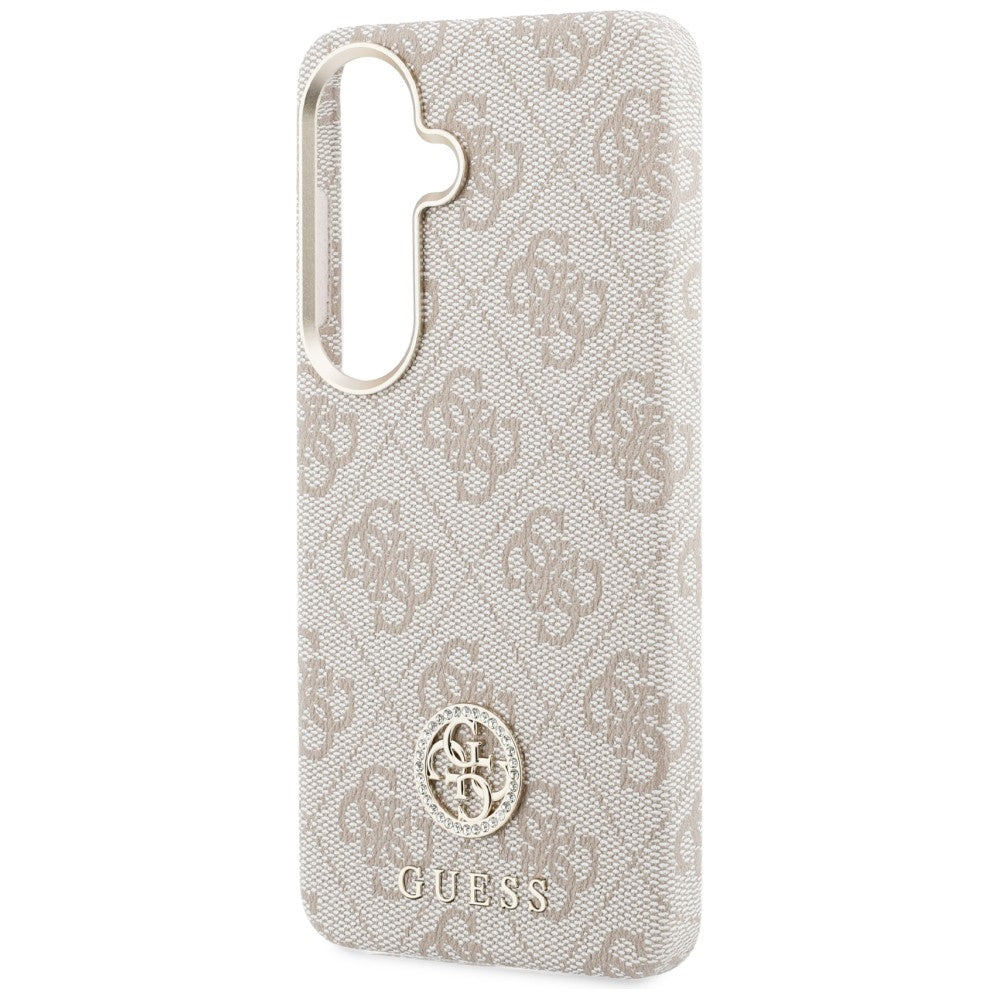 Puzdro MagSafe pre Samsung Galaxy S26 S942, Guess, Rhinestone Round Logo, Ružové