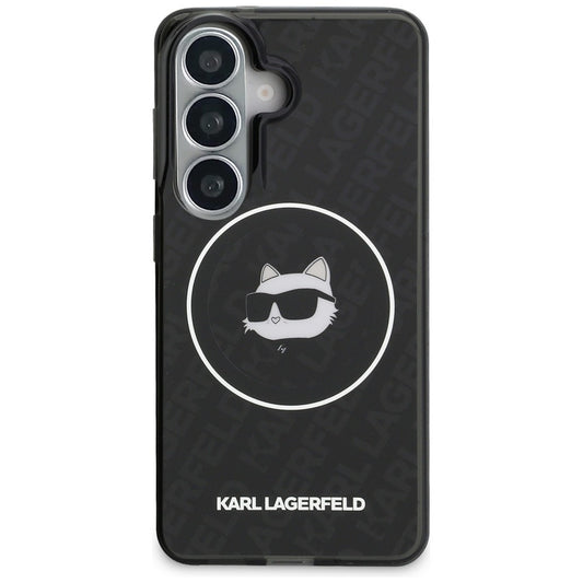 Puzdro MagSafe pre Samsung Galaxy S26 S942, Karl Lagerfeld, IML Choupette Head on KL Repeated Logo, Čierne