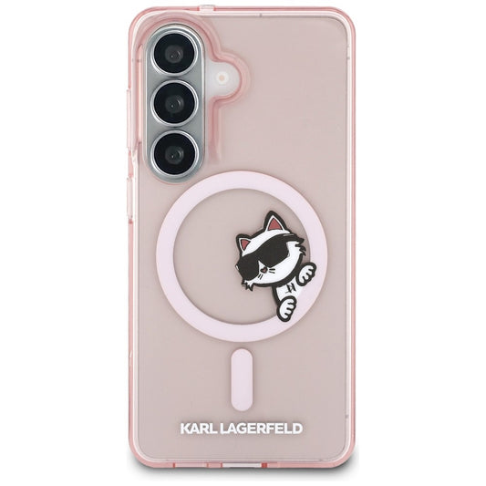 Puzdro MagSafe pre Samsung Galaxy S26 S942, Karl Lagerfeld, IML Choupette Peekaboo Logo, Ružová