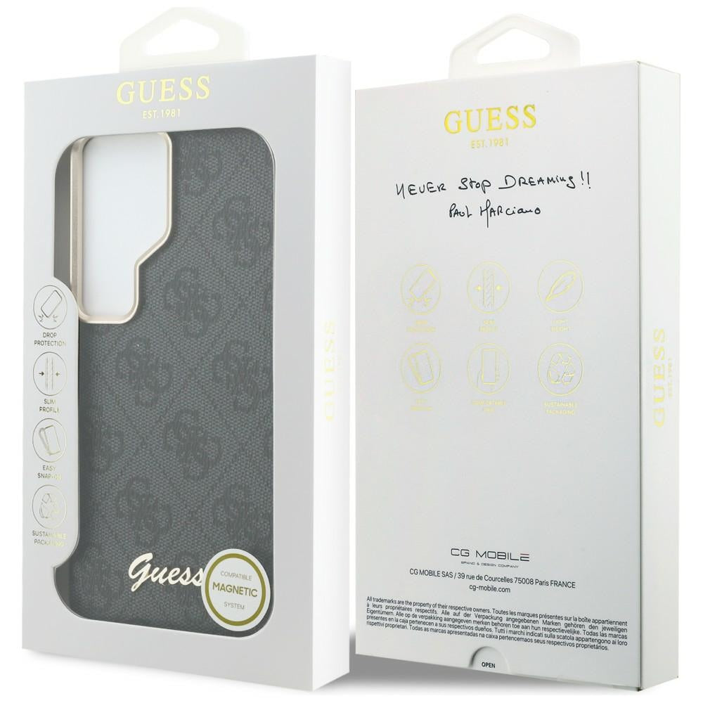 Puzdro MagSafe pre Samsung Galaxy S26 Ultra S948, Guess, 4G Script Logo, Čierne