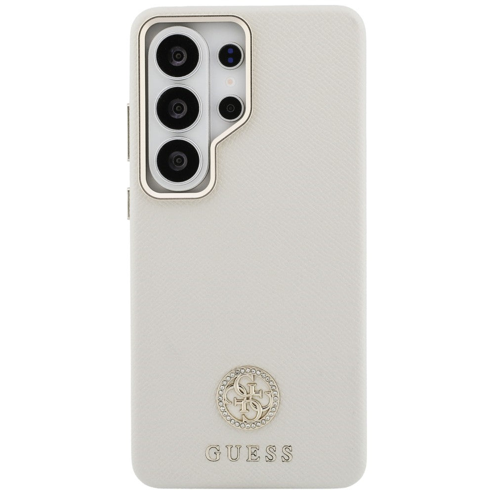 Puzdro MagSafe pre Samsung Galaxy S26 Ultra S948, Guess, Rhinestone Round Logo, Béžová