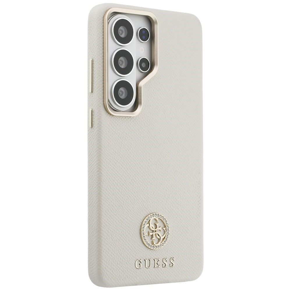 Puzdro MagSafe pre Samsung Galaxy S26 Ultra S948, Guess, Rhinestone Round Logo, Béžová