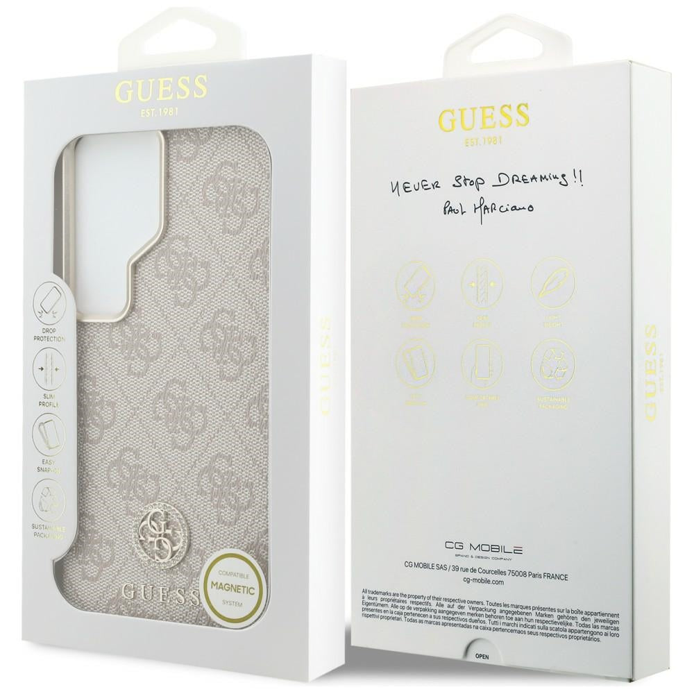 Puzdro MagSafe pre Samsung Galaxy S26 Ultra S948, Guess, Rhinestone Round Logo, Ružové