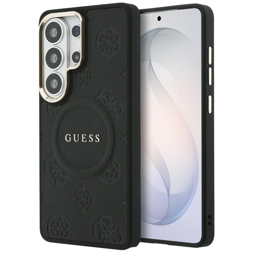 Puzdro MagSafe pre Samsung Galaxy S26 Ultra S948, GUESS, Saffiano Peony Embossed Ring, Čierne