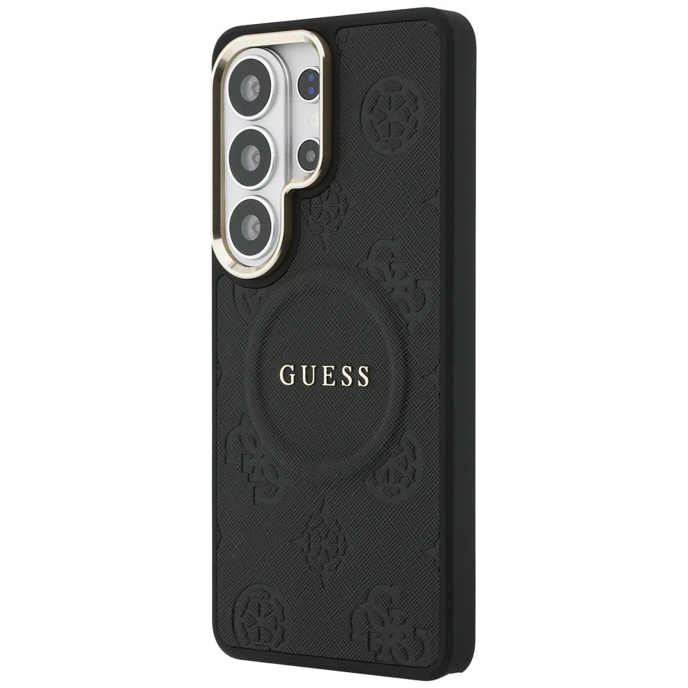 Puzdro MagSafe pre Samsung Galaxy S26 Ultra S948, GUESS, Saffiano Peony Embossed Ring, Čierne