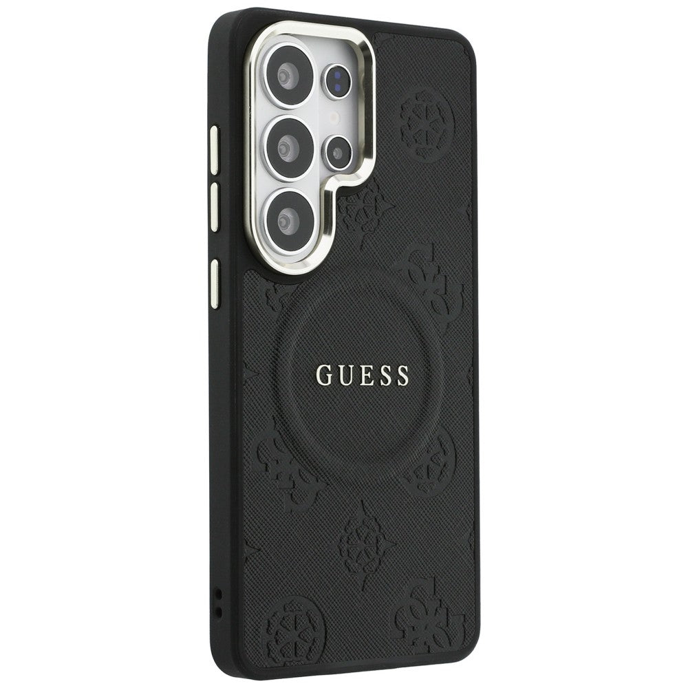Puzdro MagSafe pre Samsung Galaxy S26 Ultra S948, GUESS, Saffiano Peony Embossed Ring, Čierne