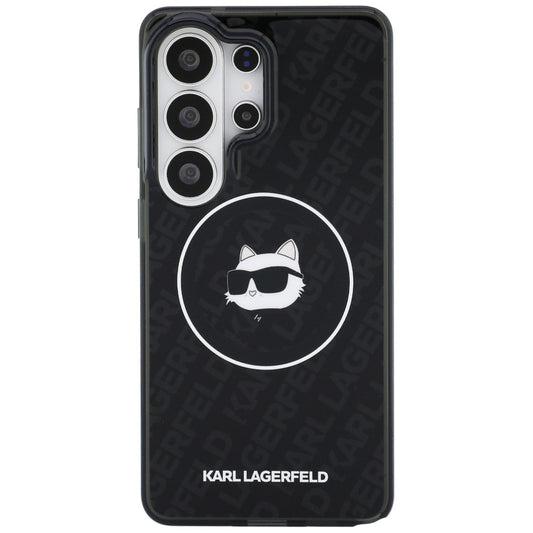 Puzdro MagSafe pre Samsung Galaxy S26 Ultra S948, Karl Lagerfeld, IML Choupette Head on KL Repeated Logo, Čierne