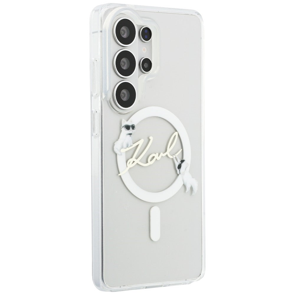 Puzdro MagSafe pre Samsung Galaxy S26 Ultra S948, Karl Lagerfeld, IML Choupette Karl Script Logo, Biela