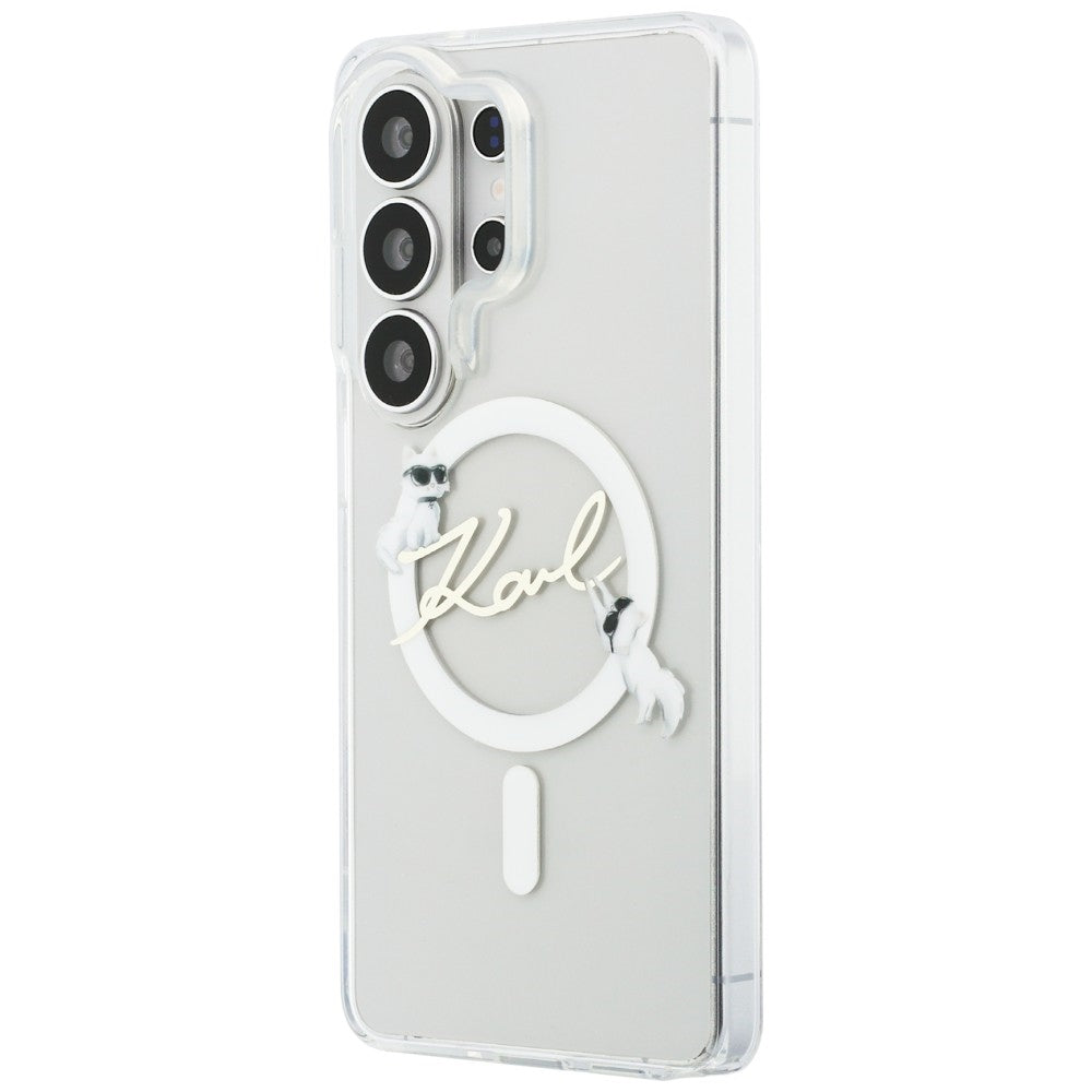 Puzdro MagSafe pre Samsung Galaxy S26 Ultra S948, Karl Lagerfeld, IML Choupette Karl Script Logo, Biela