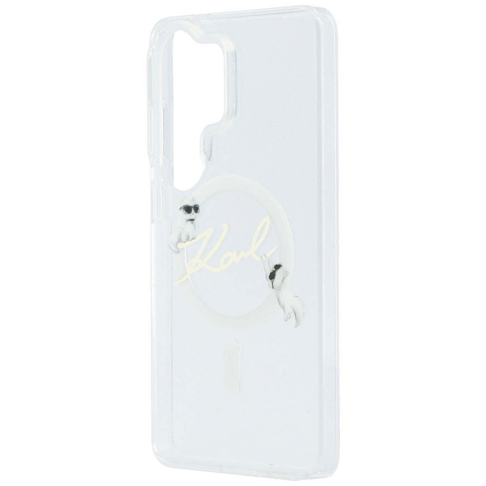 Puzdro MagSafe pre Samsung Galaxy S26 Ultra S948, Karl Lagerfeld, IML Choupette Karl Script Logo, Biela