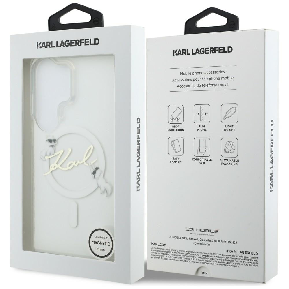 Puzdro MagSafe pre Samsung Galaxy S26 Ultra S948, Karl Lagerfeld, IML Choupette Karl Script Logo, Biela