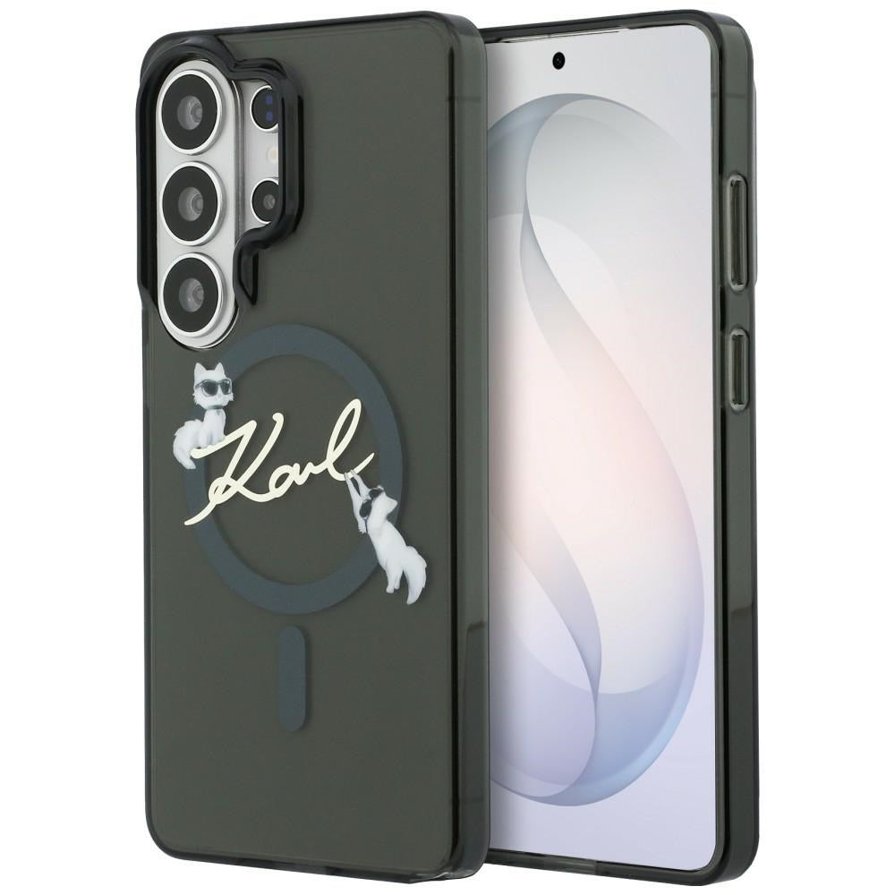 Puzdro MagSafe pre Samsung Galaxy S26 Ultra S948, Karl Lagerfeld, IML Choupette Karl Script Logo, Čierne