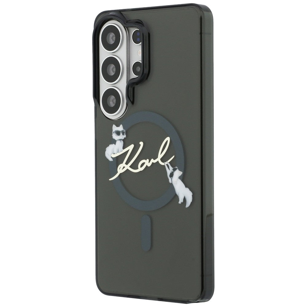 Puzdro MagSafe pre Samsung Galaxy S26 Ultra S948, Karl Lagerfeld, IML Choupette Karl Script Logo, Čierne