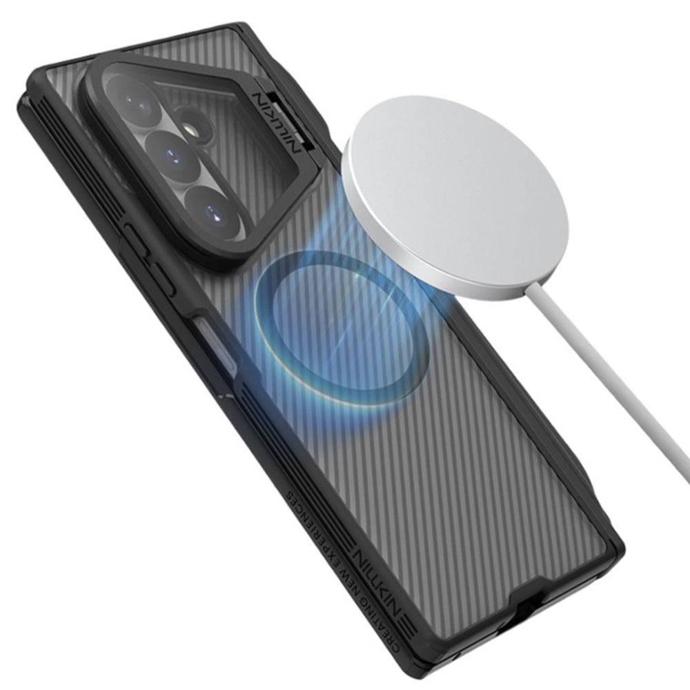 MagSafe puzdro pre Samsung Galaxy Z Fold8 Ultra F976, Nillkin, CamShield Pro s priehľadným krytom objektívu a držiakom na S-Pen, čierne priehľadné