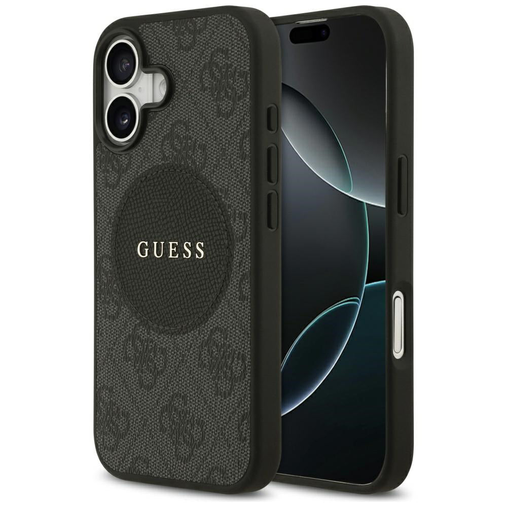 Puzdro MagSafe pre Apple iPhone 17, Guess, 4G Circle Classic Logo, Čierne