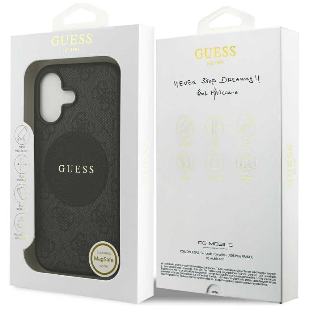 Puzdro MagSafe pre Apple iPhone 17, Guess, 4G Circle Classic Logo, Čierne