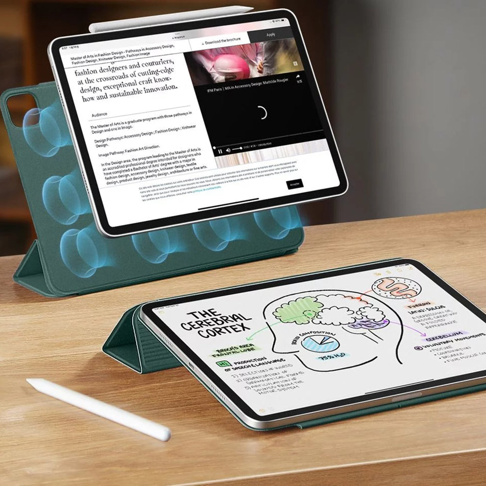 Puzdro pre Apple iPad Air 13 (2025) / Air 13 (2024) / Pro 12.9 (2022) / Pro 12.9 (2021) / Pro 12.9 (2020), ESR, Rebound, Saténová zelená