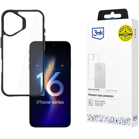 Puzdro pre Apple iPhone 16, 3MK, Satin Armor Case+, priehľadné