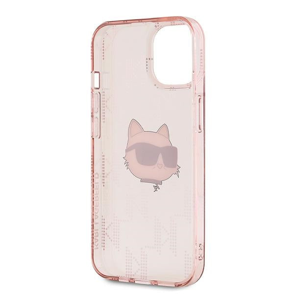 Puzdro pre Apple iPhone 14, Karl Lagerfeld, IML Luxury Monogram Choupette's Head, Ružová
