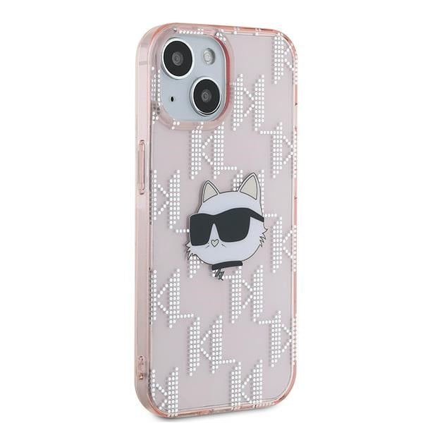 Puzdro pre Apple iPhone 14, Karl Lagerfeld, IML Luxury Monogram Choupette's Head, Ružová