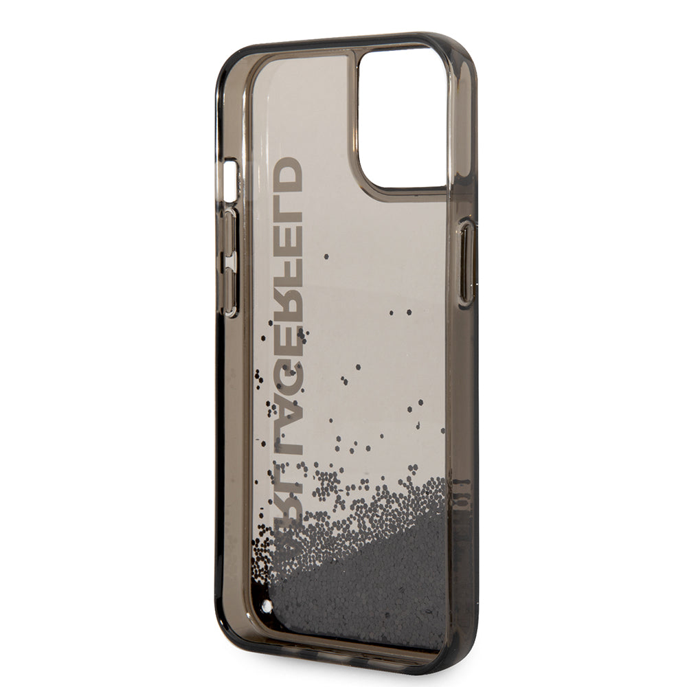 Puzdro pre Apple iPhone 14, Karl Lagerfeld, Liquid Glitter KL Logo, Čierne