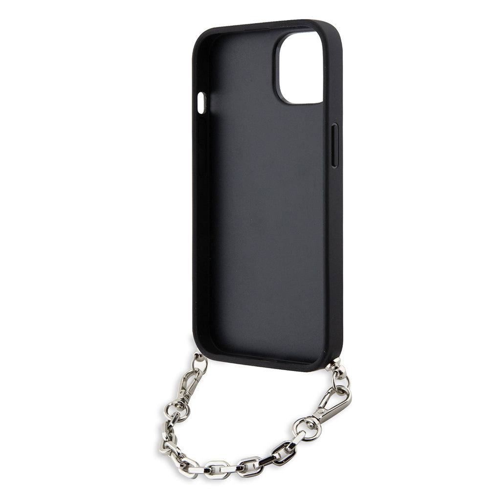 Puzdro pre Apple iPhone 14, Karl Lagerfeld, Saffiano Monogram Chain, Strieborné
