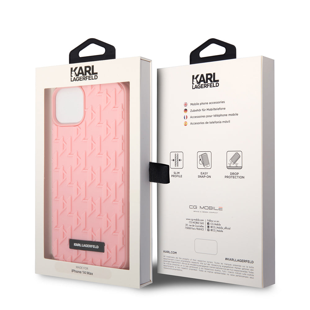 Puzdro pre Apple iPhone 14 Plus, Karl Lagerfeld, 3D Monogram, Ružové.