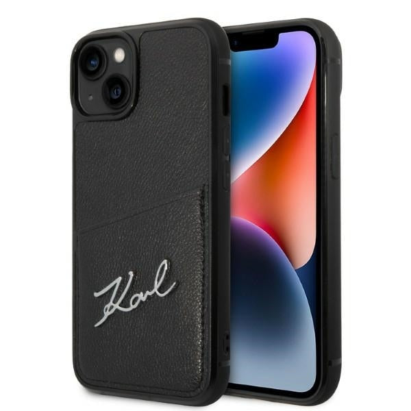 Puzdro pre Apple iPhone 14 Plus, Karl Lagerfeld, Cardslots Signature Logo, Čierne