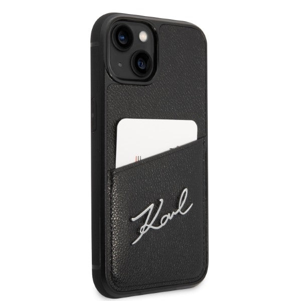 Puzdro pre Apple iPhone 14 Plus, Karl Lagerfeld, Cardslots Signature Logo, Čierne