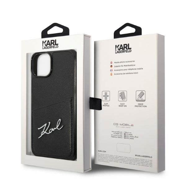 Puzdro pre Apple iPhone 14 Plus, Karl Lagerfeld, Cardslots Signature Logo, Čierne