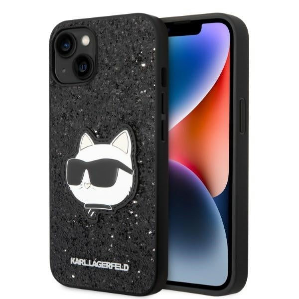 Puzdro pre Apple iPhone 14 Plus, Karl Lagerfeld, Glitter Choupette Patch, Čierne