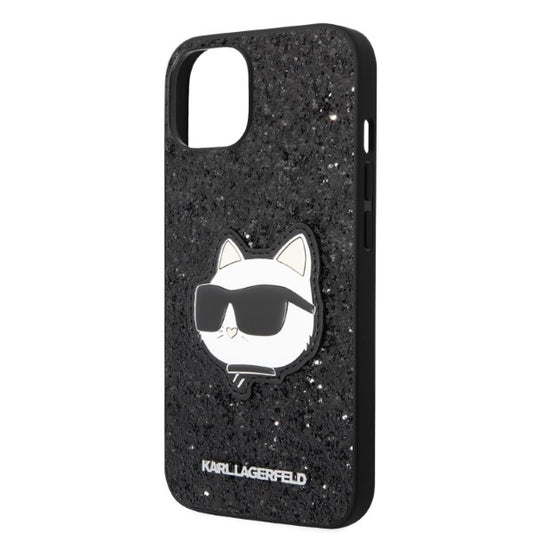 Puzdro pre Apple iPhone 14 Plus, Karl Lagerfeld, Glitter Choupette Patch, Čierne