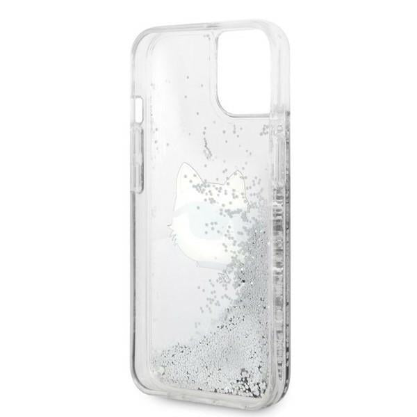 Puzdro pre Apple iPhone 14 Plus, Karl Lagerfeld, Glitter Choupette's Head, Strieborné