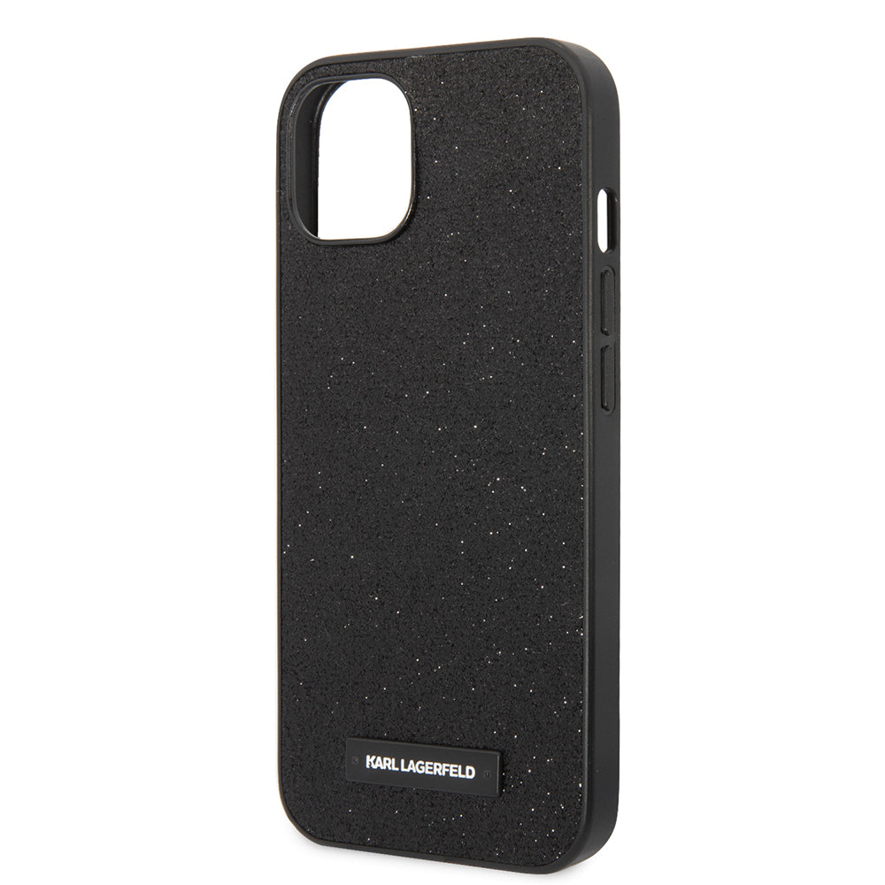 Puzdro pre Apple iPhone 14 Plus, Karl Lagerfeld, Glitter Plaque Logo, Čierne
