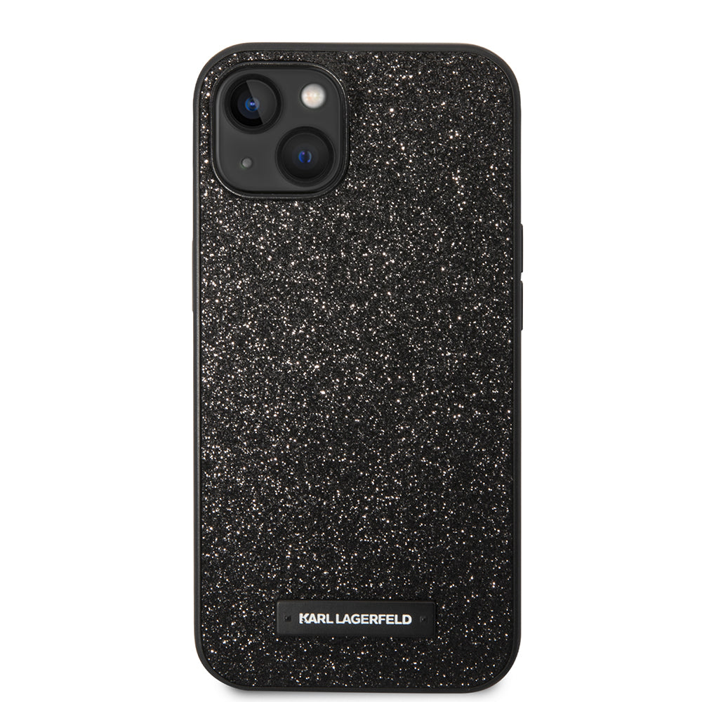 Puzdro pre Apple iPhone 14 Plus, Karl Lagerfeld, Glitter Plaque Logo, Čierne