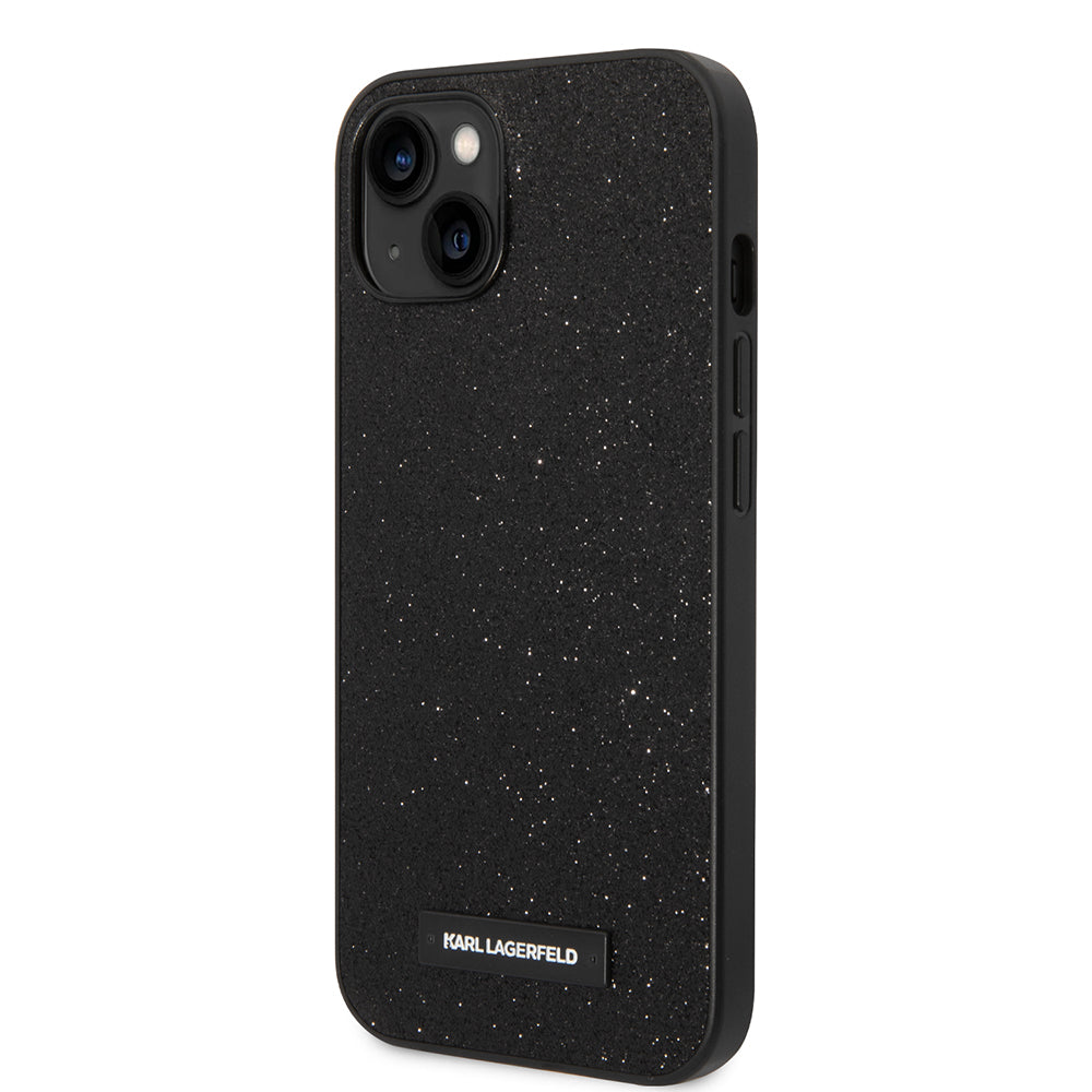 Puzdro pre Apple iPhone 14 Plus, Karl Lagerfeld, Glitter Plaque Logo, Čierne
