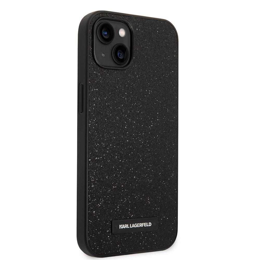 Puzdro pre Apple iPhone 14 Plus, Karl Lagerfeld, Glitter Plaque Logo, Čierne