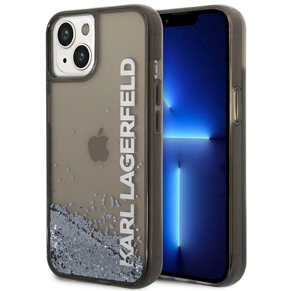 Puzdro pre Apple iPhone 14 Plus, Karl Lagerfeld, Liquid Glitter KL Logo, Čierne