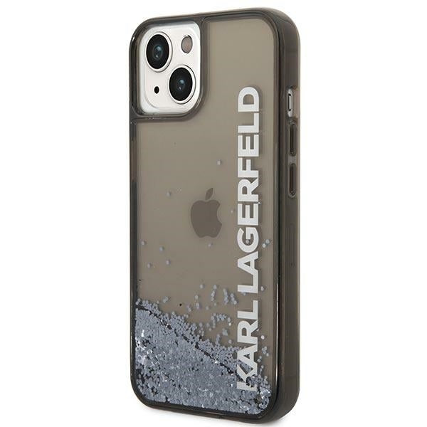 Puzdro pre Apple iPhone 14 Plus, Karl Lagerfeld, Liquid Glitter KL Logo, Čierne