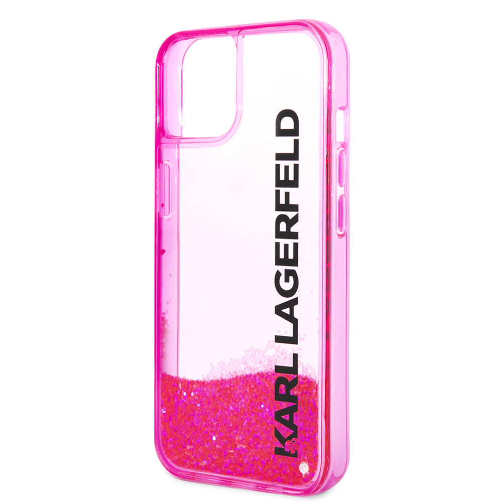 Puzdro pre Apple iPhone 14 Plus, Karl Lagerfeld, Liquid Glitter KL Logo, Ružové