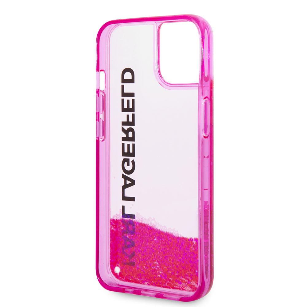 Puzdro pre Apple iPhone 14 Plus, Karl Lagerfeld, Liquid Glitter KL Logo, Ružové