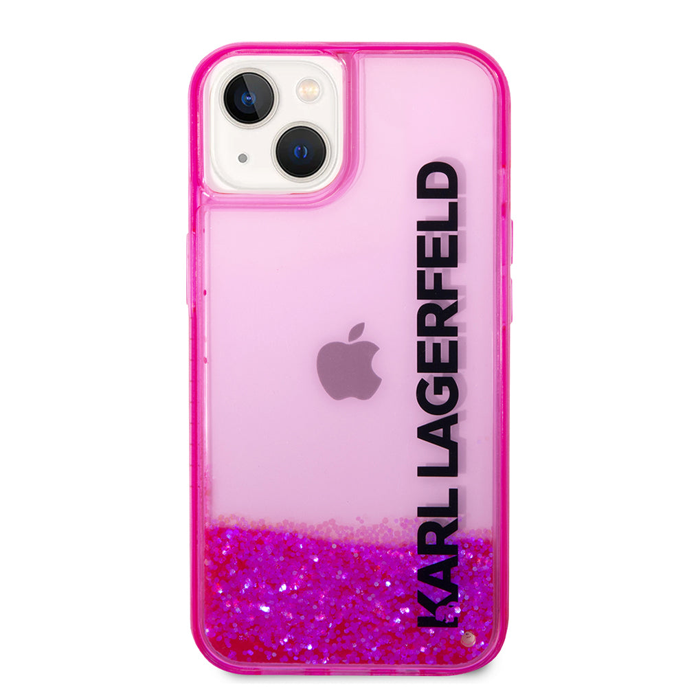 Puzdro pre Apple iPhone 14 Plus, Karl Lagerfeld, Liquid Glitter KL Logo, Ružové