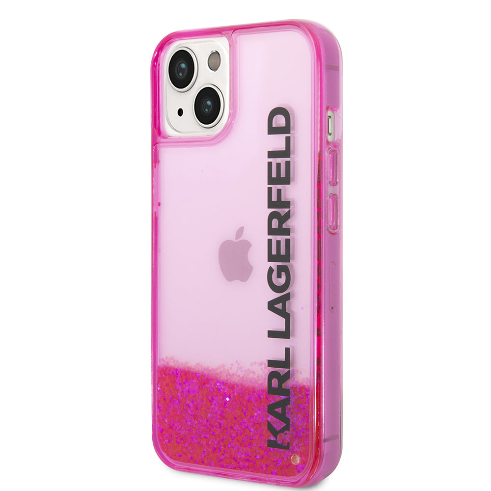 Puzdro pre Apple iPhone 14 Plus, Karl Lagerfeld, Liquid Glitter KL Logo, Ružové