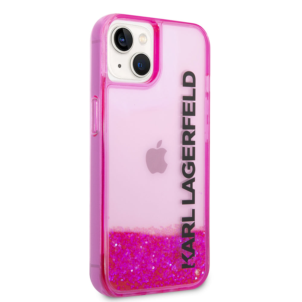 Puzdro pre Apple iPhone 14 Plus, Karl Lagerfeld, Liquid Glitter KL Logo, Ružové