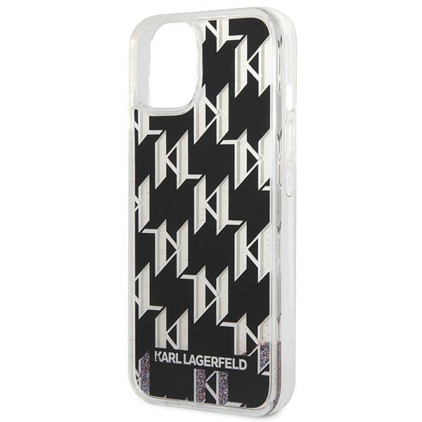 Puzdro pre Apple iPhone 14 Plus, Karl Lagerfeld, Liquid Glitter Monogram, Čierne