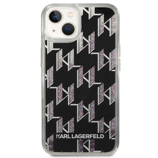 Puzdro pre Apple iPhone 14 Plus, Karl Lagerfeld, Liquid Glitter Monogram, Čierne