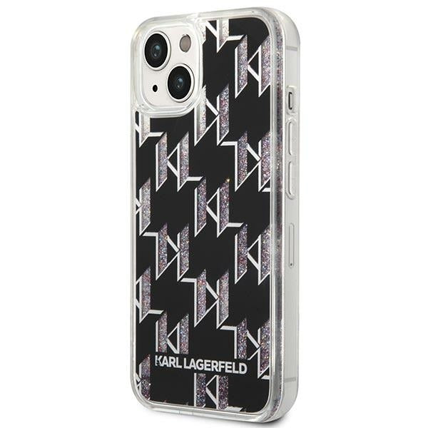 Puzdro pre Apple iPhone 14 Plus, Karl Lagerfeld, Liquid Glitter Monogram, Čierne