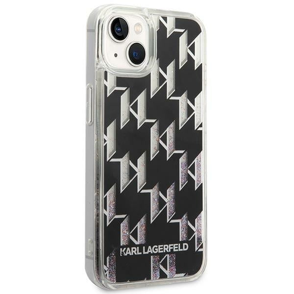 Puzdro pre Apple iPhone 14 Plus, Karl Lagerfeld, Liquid Glitter Monogram, Čierne