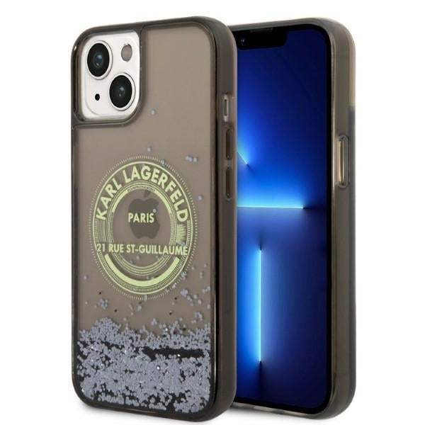 Puzdro pre Apple iPhone 14 Plus, Karl Lagerfeld, Liquid Glitter RSG, Čierne