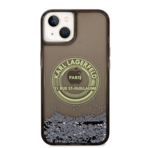 Puzdro pre Apple iPhone 14 Plus, Karl Lagerfeld, Liquid Glitter RSG, Čierne